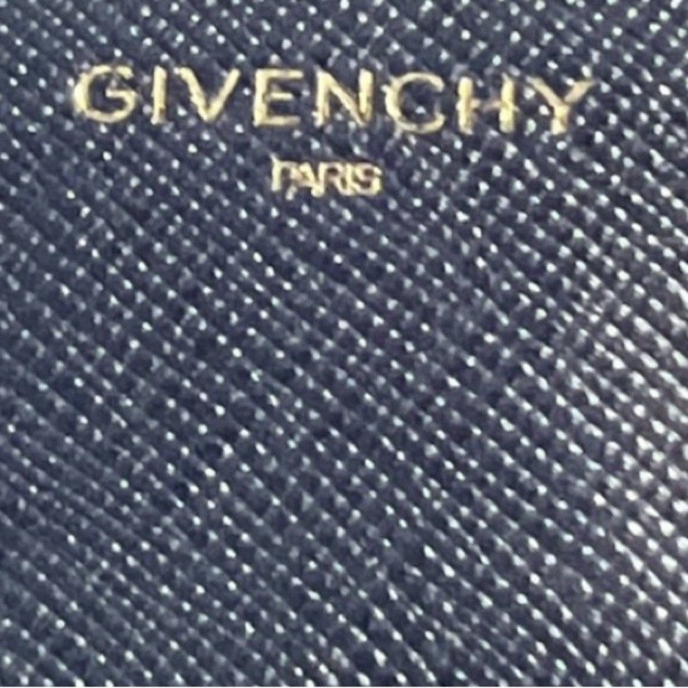 Vintage Givenchy Paris Framed Kiss Lock Wallet Navy Black Saffiano Leather Gold - Picture 13 of 14